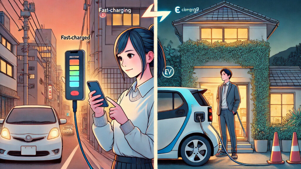 急速充電と普通充電の違いをスマホの例で考える